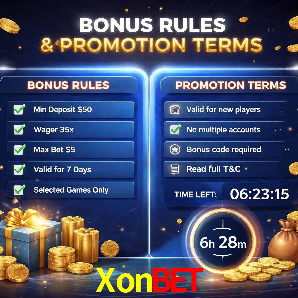 Reglas de promoción XonBet y condiciones de bonos explicadas visualmente