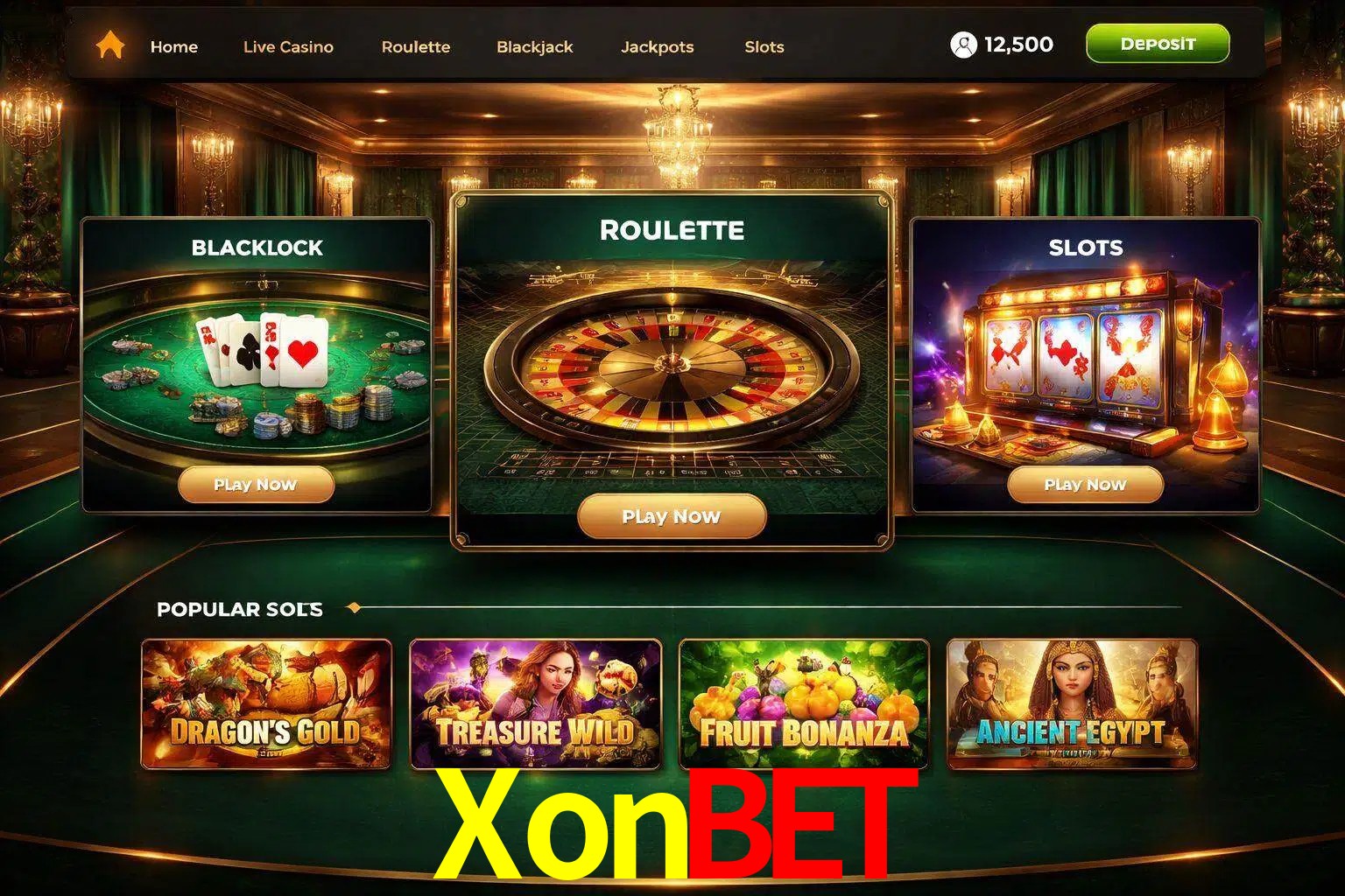 Vista de la plataforma XonBet Casino mostrando categorías organizadas de juegos en línea